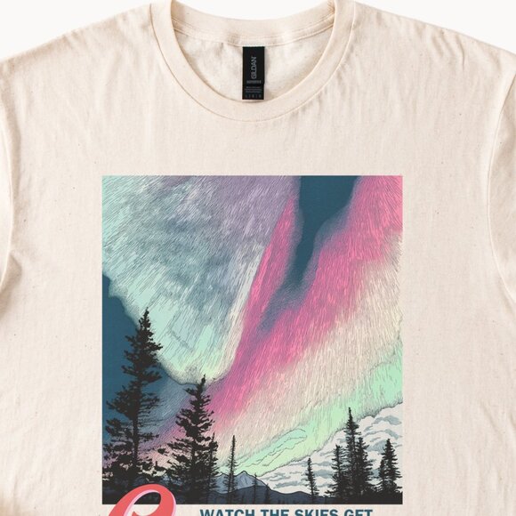 Groovy Northern Lights Tee Aurora Borealis Sky Shirt Nature Gift - Picture 2 of 6
